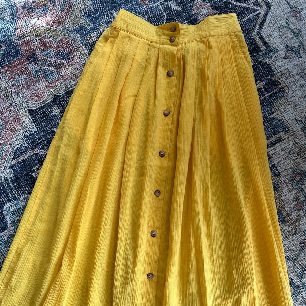 Vintage Joan Harper Midi Yellow Skirt